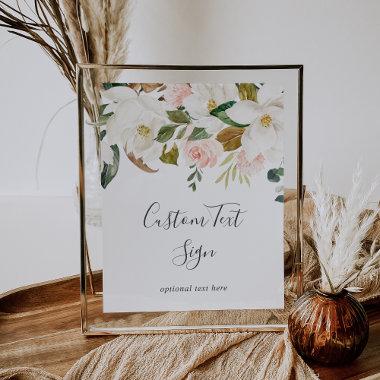 Elegant Magnolia | White & Blush Custom Text Sign