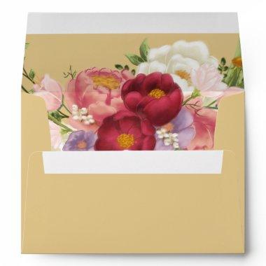 Elegant Magnolia White & Blush Wedding Envelope