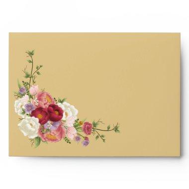 Elegant Magnolia White & Mustard Yellow Wedding Envelope
