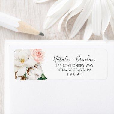 Elegant Magnolia | White Return Address Label