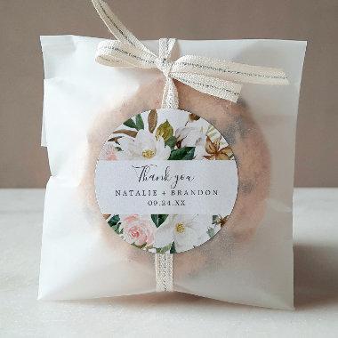 Elegant Magnolia | White Thank You Favor Sticker