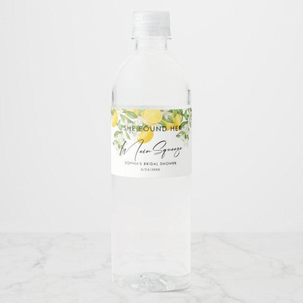 Elegant Main Squeeze Bridal Shower Water Bottle Label
