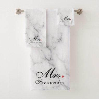Elegant Marble Mrs.  Gift Bath Towel Set