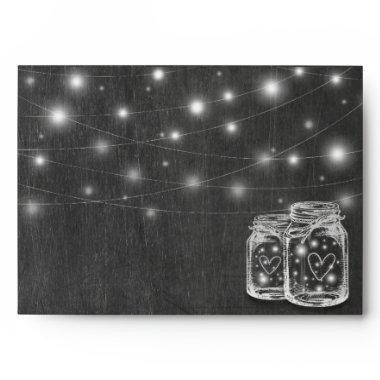 Elegant Mason Jar String Light Chalkboard Envelope