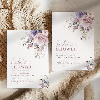 Elegant Mauve & Lavender Bridal Shower Floral Invitations