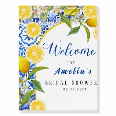 Elegant Mediterranean Lemon Bridal Shower Welcome Foam Board