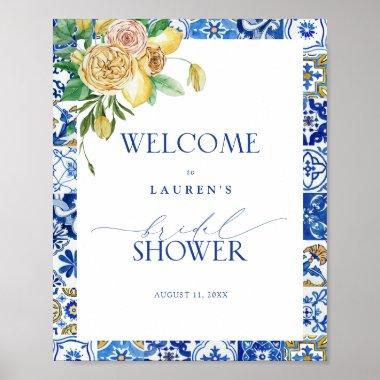 Elegant Mediterranean Lemon Bridal Shower Welcome Poster