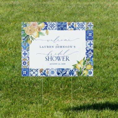 Elegant Mediterranean Lemon Bridal Shower Welcome Sign