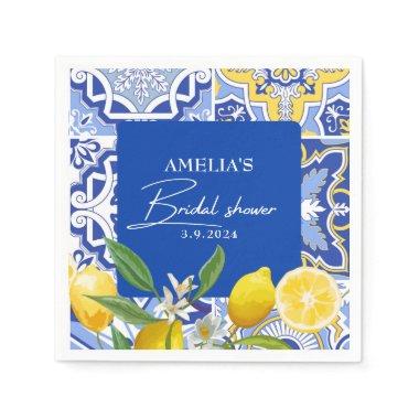 Elegant Mediterranean Lemon Floral  Napkins