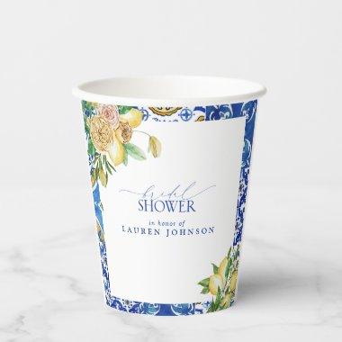 Elegant Mediterranean Lemon Floral Bridal Shower Paper Cups