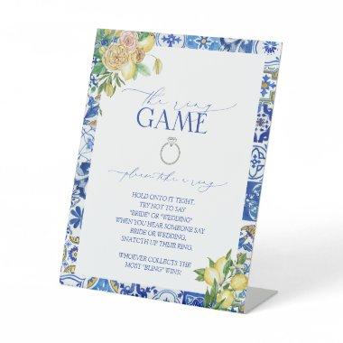 Elegant Mediterranean Lemon Floral The Ring Game Pedestal Sign