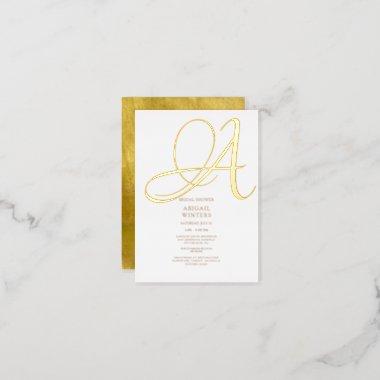 Elegant Metallic Gold Foil Initial Bridal Shower Foil Invitations