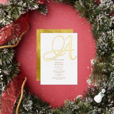 Elegant Metallic Gold Foil Initial Bridal Shower Foil Invitations