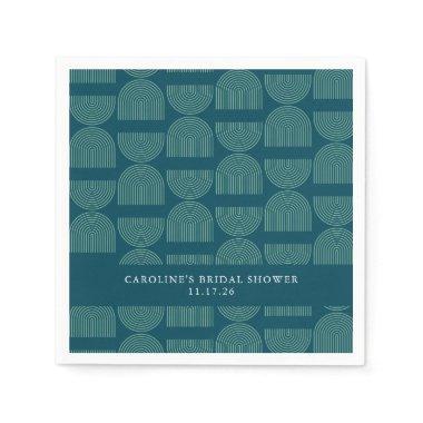 Elegant Mid Mod Arch Teal Custom Bridal Shower Napkins