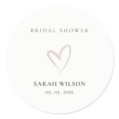 Elegant Minimal Blush Pink Heart  Classic Round Sticker