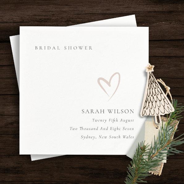 Elegant Minimal Blush Pink Heart  Napkins