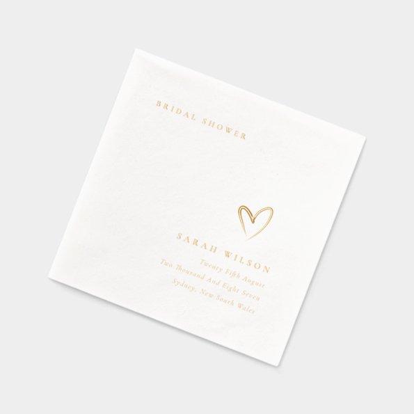 Elegant Minimal Topography Heart  Foil Napkins