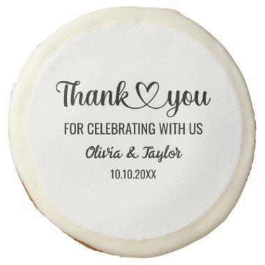 Elegant Minimalist Black And White Thank You Heart Sugar Cookie