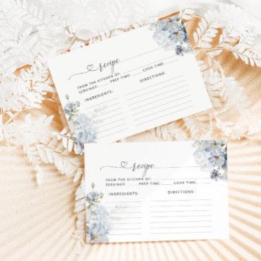 Elegant minimalist blue floral bridal recipe Invitations