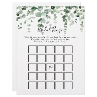 Elegant Minimalist Eucalyptus Bridal Bingo Game