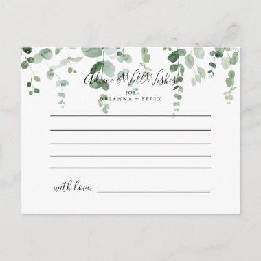 Elegant Minimalist Eucalyptus Wedding Advice Card