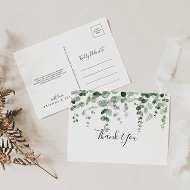 Elegant Minimalist Green Eucalyptus Thank You PostInvitations