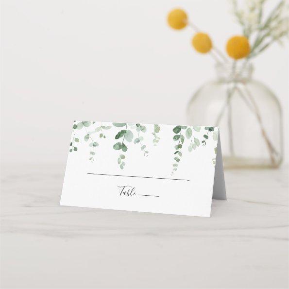 Elegant Minimalist Green Eucalyptus Wedding Place Invitations