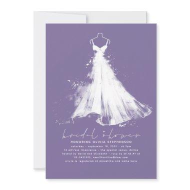 Elegant Minimalist Lavender Purple Bridal Shower Invitations