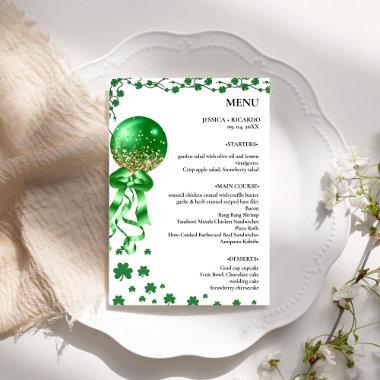 Elegant Minimalist St patrick's day Wedding Table Menu