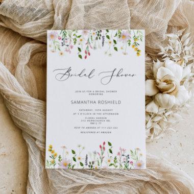 Elegant minimalist wildflower bridal shower Invitations