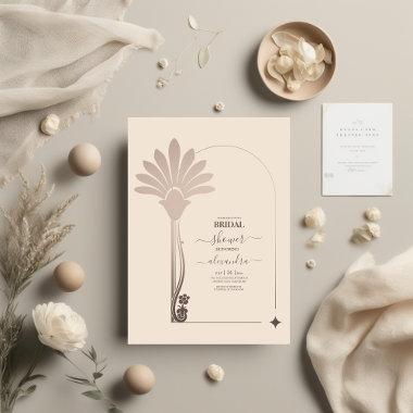 Elegant Minimalistic Floral Art Deco Bridal Shower Invitations