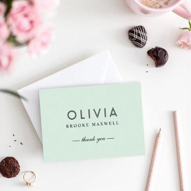 Elegant Mint Green and Black Custom Monogram Thank You