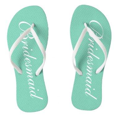 Elegant mint green bridesmaid wedding flip flops