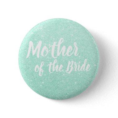 Elegant mint green glitter mother of the bride button