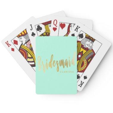 Elegant mint green & gold bridesmaid poker