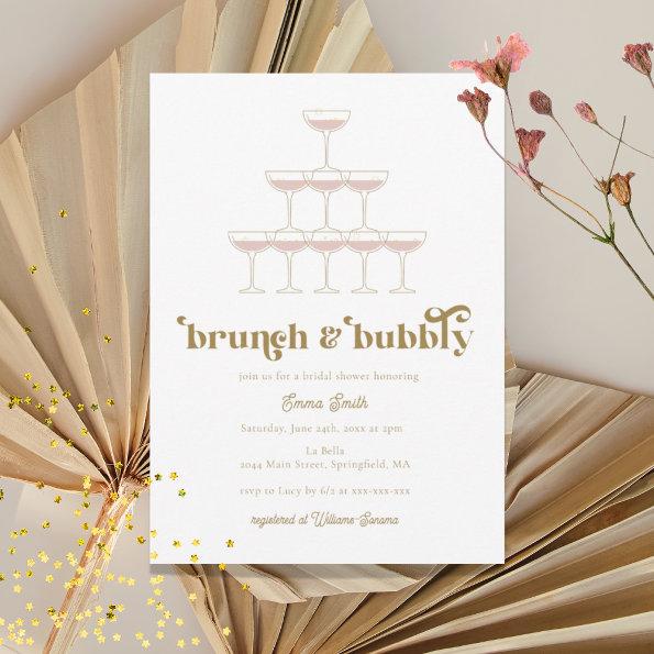 Elegant Mod Champagne Retro Bridal Shower Invitations