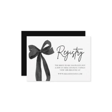 Elegant Modern Black Bow  Registry Enclosure