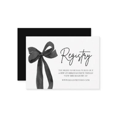 Elegant Modern Black Bow  Registry Enclosure