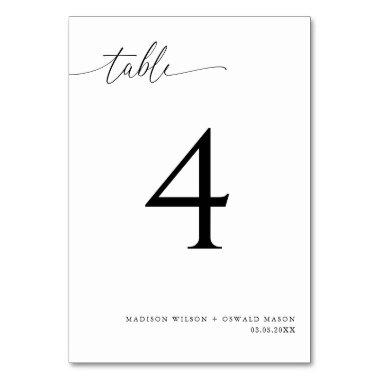 Elegant Modern Black Calligraphy Wedding 4 Table Number