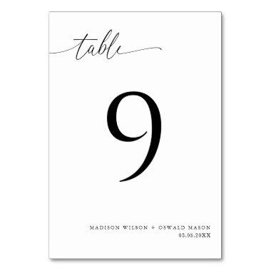 Elegant Modern Black Calligraphy Wedding 9 Table Number