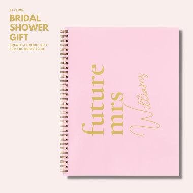 Elegant Modern Blush Pink Gold Bridal Shower Gift Notebook