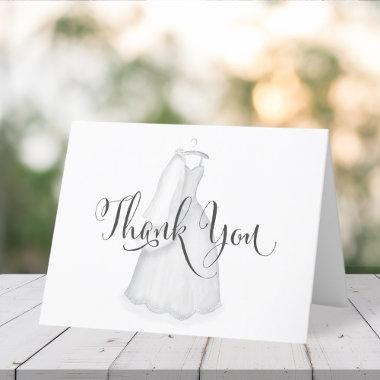 Elegant Modern Bride Wedding Gown Minimalist Thank You Invitations