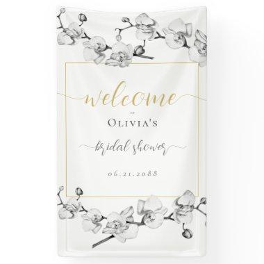 Elegant Modern Calligraphy Orchids Bridal Shower Banner