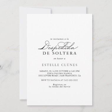 Elegant Modern Calligraphy Spanish Bridal Shower Invitations