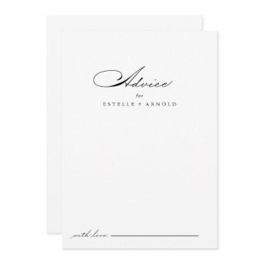 Elegant Modern Calligraphy Wedding Advice Card