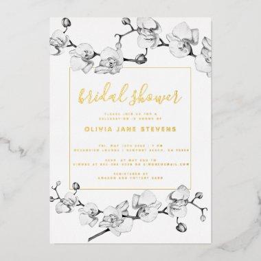Elegant Modern Classic Gold Orchids  Foil
