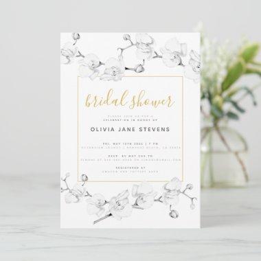 Elegant Modern Classic Ivory Orchids Bridal Shower Invitations