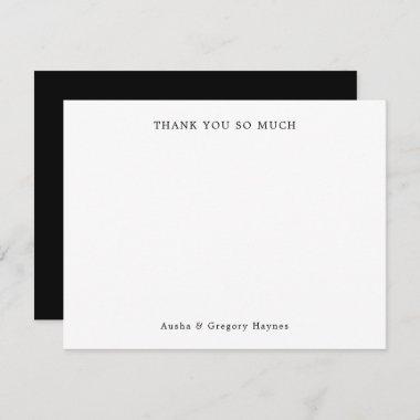 Elegant Modern Couple Typography Black Thank You Note Invitations