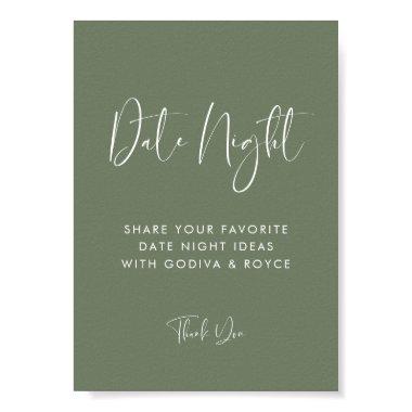 Elegant Modern Dark Sage Date night ideas sign