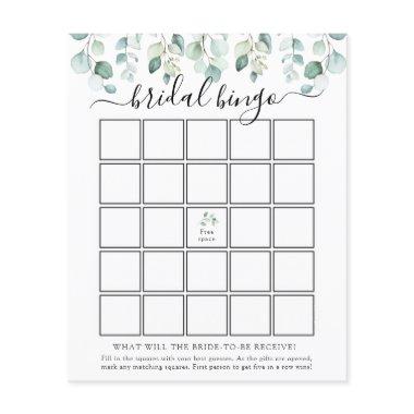 Elegant Modern Eucalyptus Bridal Bingo Game Invitations